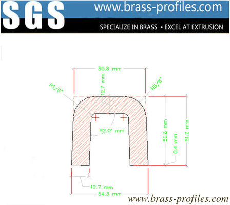 Außendimensionen 16 mm x 2 mm Extrudiertes Messing U-förmiger Kanal fournisseur