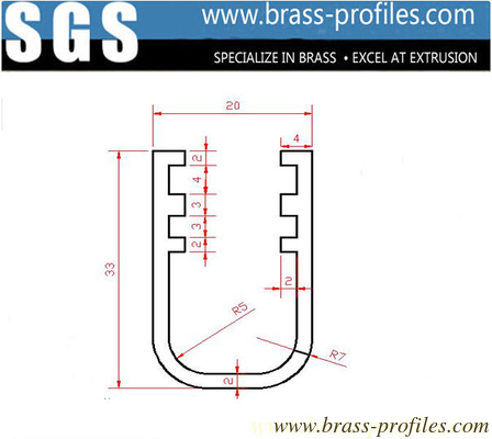 Außendimensionen 16 mm x 2 mm Extrudiertes Messing U-förmiger Kanal fournisseur