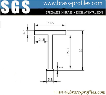 30 mm x 24 mm Massivmessing Flat-T-Bar Industrie Kupfer L Profile fournisseur