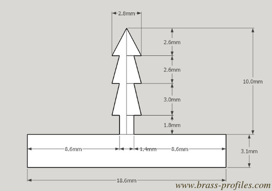 Spezielle Form Messing T Bar Kupfer Tee Streifen für Bodendekoration fournisseur