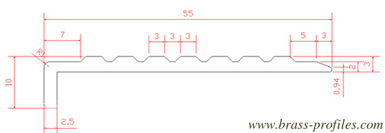 Breite 55 mm x 10 mm Messing Treppen Nasenstreifen für Hotel Dekoration fournisseur